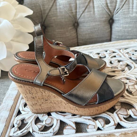 Coach Platform Wedge Heels Sandals Shoes Women’s 8 - Picture 3 of 11